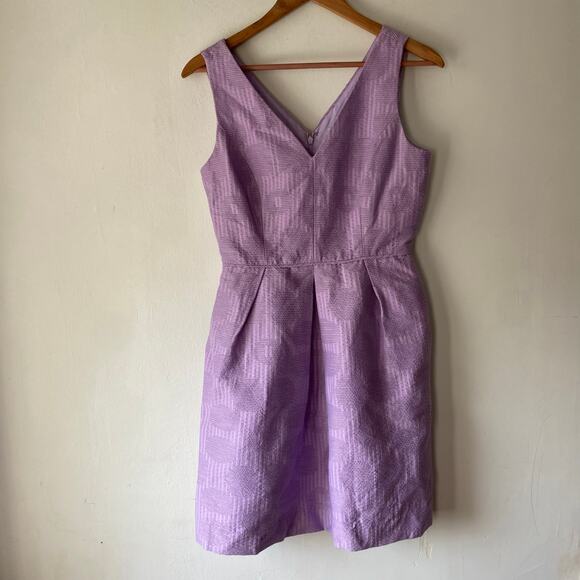 J Crew Purple Lined Mini Dress SZ 4 Career Workwear Occasion Cotton Blend Pocket - Picture 1 of 7